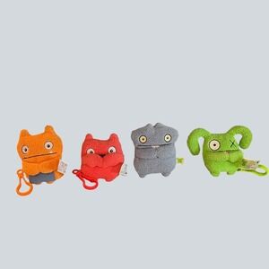 UglyDolls Plush Keychain Clip Lot of 4 Ox Wage‎ Babo Lucky Bat Hasbro E4527